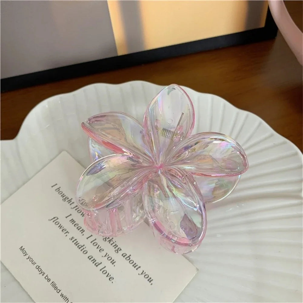 2025 New Gradient Large Flower Acrylic Hair Clip for Women Sweet Hair Claws Crab Clamp Barrettes Hawaiian Headwear Accessories