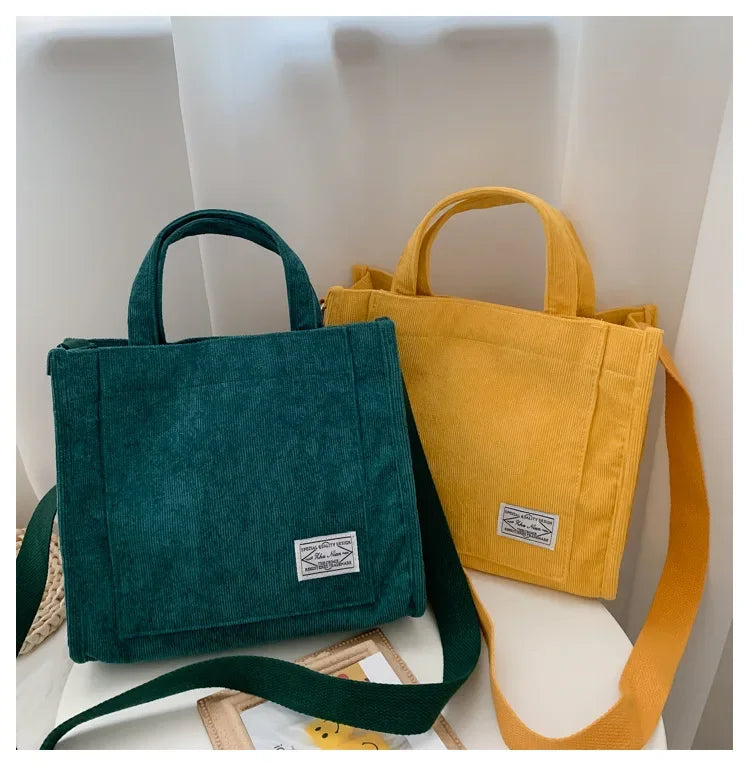 Women Handbag Simple Corduroy Portable Large Capacity HandBag Ins Fashion Trend Small Square Handbag Single Shoulder Bags