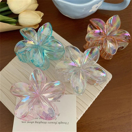2025 New Gradient Large Flower Acrylic Hair Clip for Women Sweet Hair Claws Crab Clamp Barrettes Hawaiian Headwear Accessories