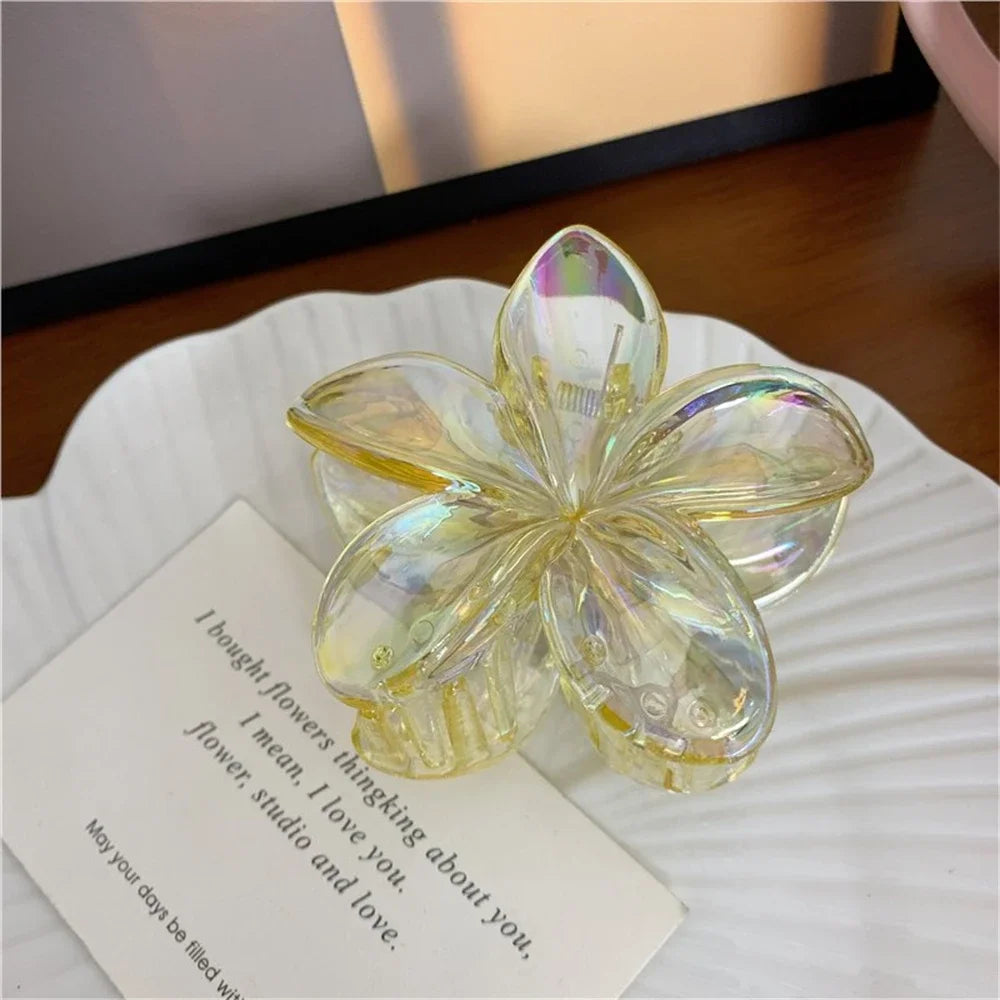 2025 New Gradient Large Flower Acrylic Hair Clip for Women Sweet Hair Claws Crab Clamp Barrettes Hawaiian Headwear Accessories