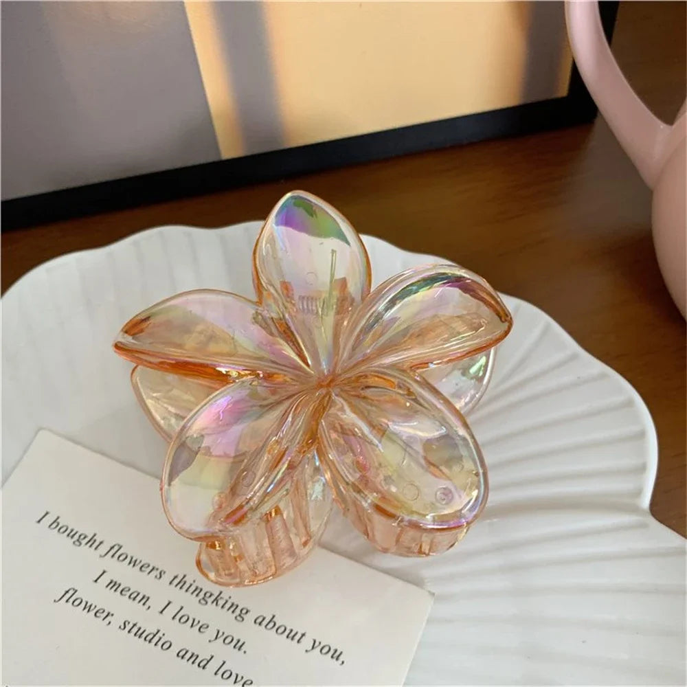 2025 New Gradient Large Flower Acrylic Hair Clip for Women Sweet Hair Claws Crab Clamp Barrettes Hawaiian Headwear Accessories