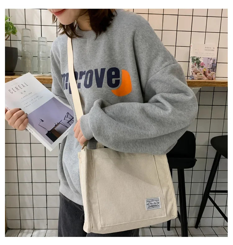 Women Handbag Simple Corduroy Portable Large Capacity HandBag Ins Fashion Trend Small Square Handbag Single Shoulder Bags