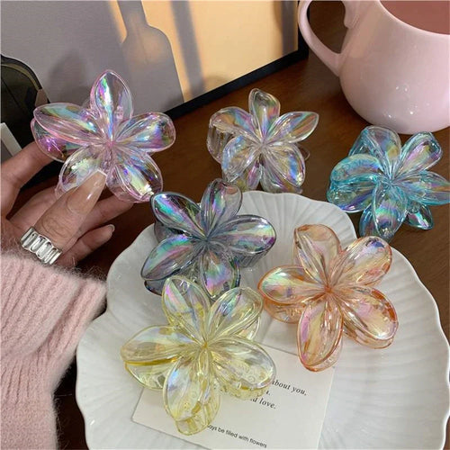 2025 New Gradient Large Flower Acrylic Hair Clip for Women Sweet Hair Claws Crab Clamp Barrettes Hawaiian Headwear Accessories