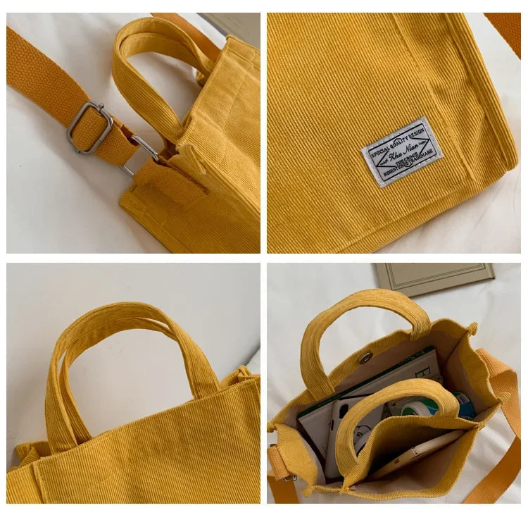 Women Handbag Simple Corduroy Portable Large Capacity HandBag Ins Fashion Trend Small Square Handbag Single Shoulder Bags