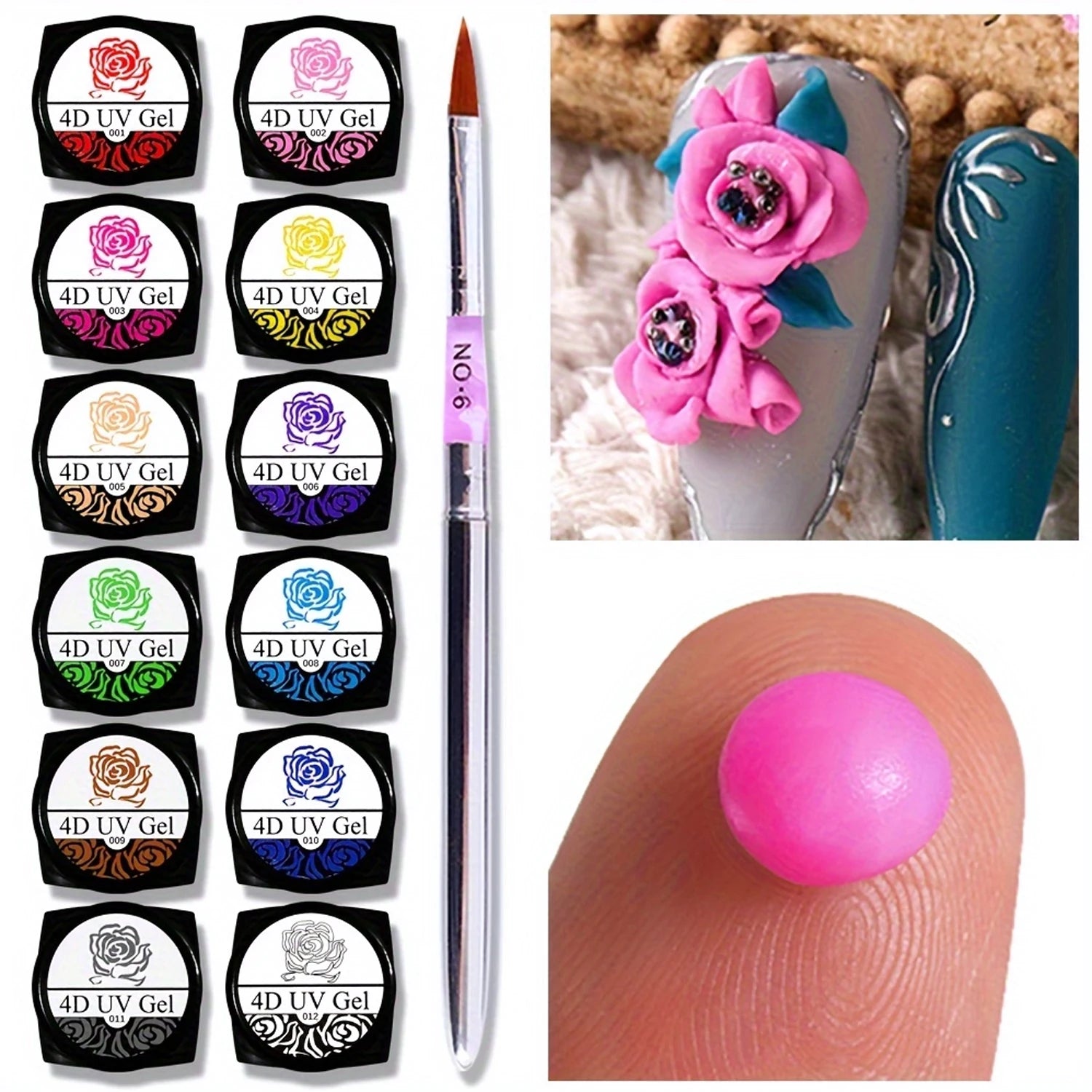 Nail Art Accessories Carving Gel Supplies 3D 4D Model Carved MudPlasticine UV Gel DIY Nails Painting Removable 3D Embossment Gel
