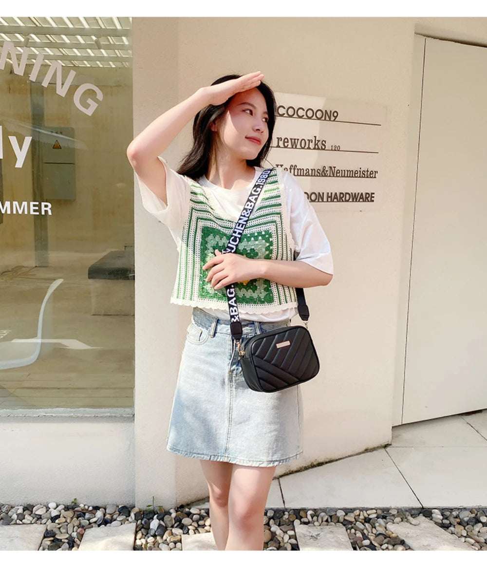High Quality PU Shoulder Bags for Woman's Handbag Simple Crossbody Casual Messenger Bag Female Cool Shoulder Bags Phone Bag