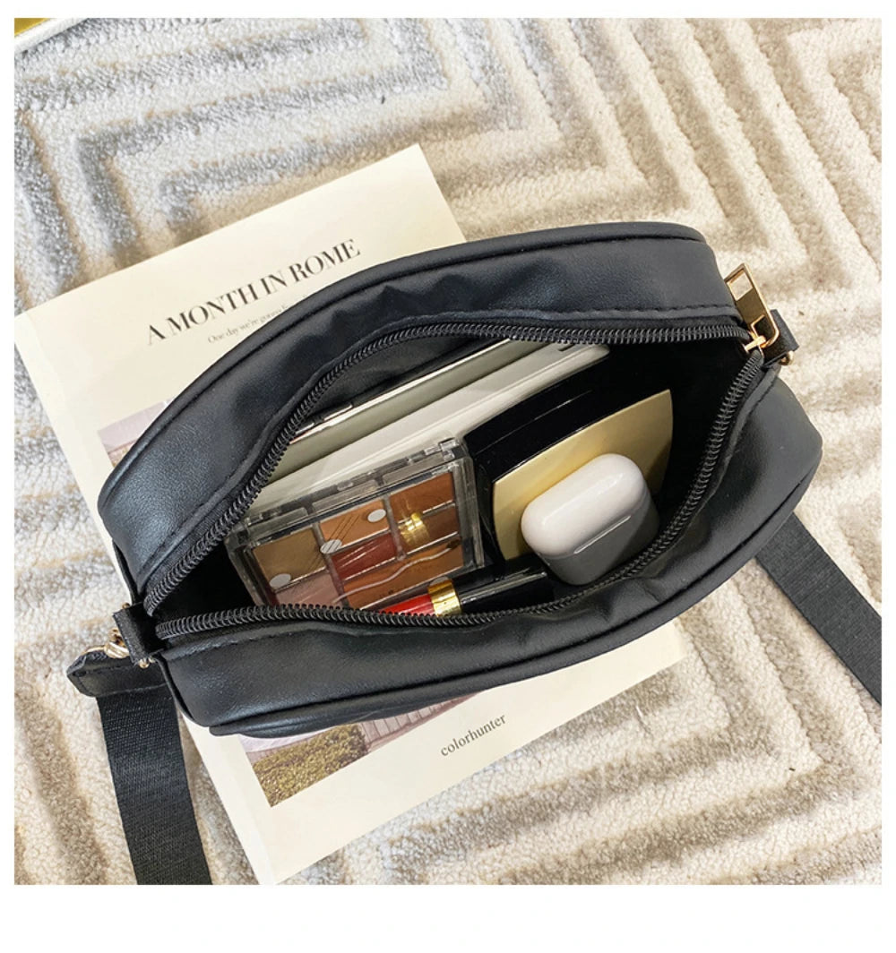 High Quality PU Shoulder Bags for Woman's Handbag Simple Crossbody Casual Messenger Bag Female Cool Shoulder Bags Phone Bag