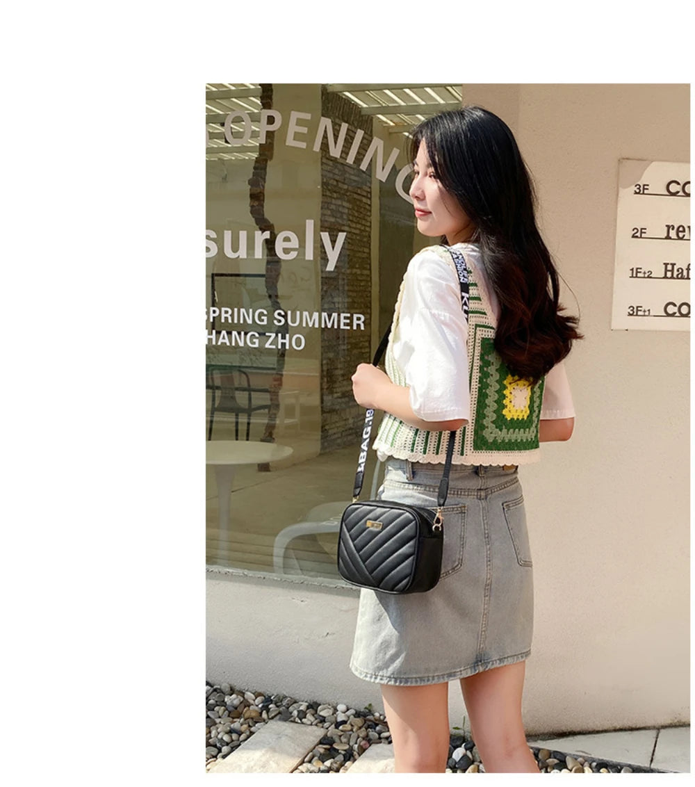 High Quality PU Shoulder Bags for Woman's Handbag Simple Crossbody Casual Messenger Bag Female Cool Shoulder Bags Phone Bag