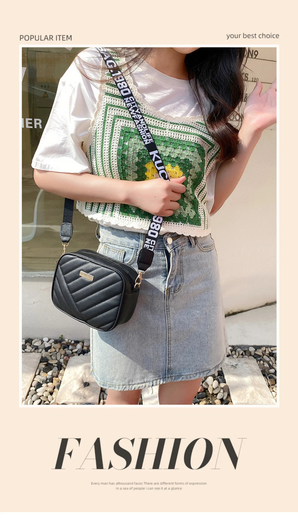 High Quality PU Shoulder Bags for Woman's Handbag Simple Crossbody Casual Messenger Bag Female Cool Shoulder Bags Phone Bag