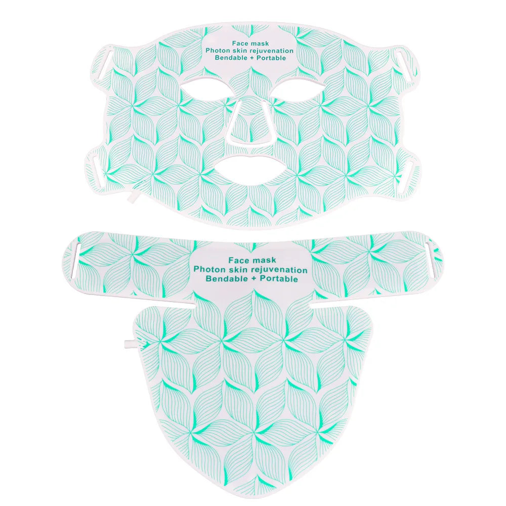 LED Facial Mask with Neck 8 color Near-infrared Red Facial and Neck Photon Oil Control Skin Firming Whitening and Anti Rednes
