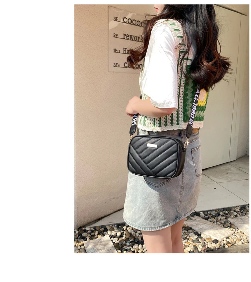 High Quality PU Shoulder Bags for Woman's Handbag Simple Crossbody Casual Messenger Bag Female Cool Shoulder Bags Phone Bag